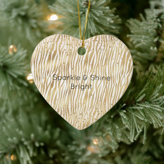 Blush Cream Zebra Glam Gold Confetti Sparkle Keramisch Ornament (Boom)