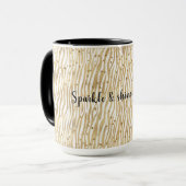 Blush Cream Zebra Glam Gold Confetti Sparkle Mok (Voorkant links)