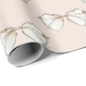 Blush Crème Hart Bril Cadeaupapier (Rol Hoek)
