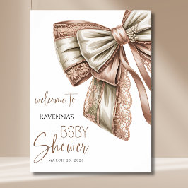 Blush Crème Kant Parel Boog Baby Shower Welkom Poster