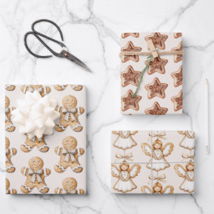 Blush Crème Kerststerren Engelen Kerstmis Inpakpapier Vel
