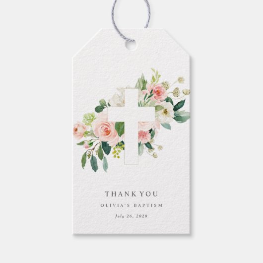 Blush Cross Doop Doop Bedankt Gift Label Cadeaulabel (Voorkant)