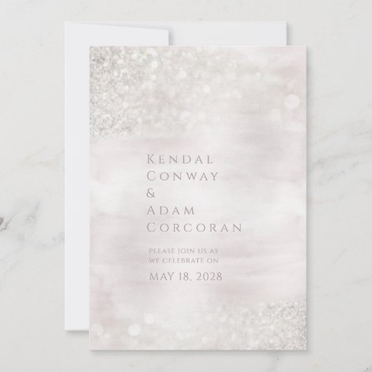 Blush Crystal Ridge Elegant Sparking Wedding Kaart (Voorkant)