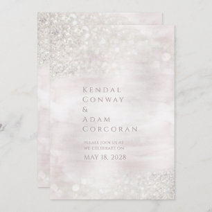 Blush Crystal Ridge Elegant Sparking Wedding Kaart