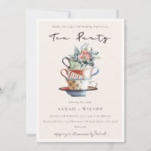 Blush Cups elk jaar Jubileum Tea Party nodigt uit Bedankkaart (Voorkant)