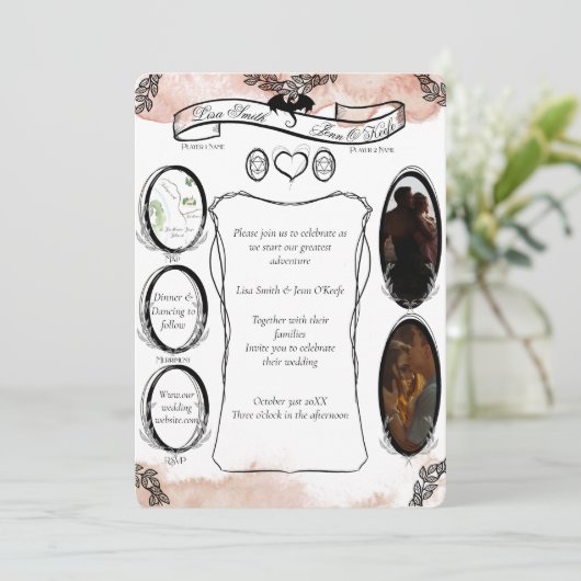 Blush D20 tablet RPG Fantasy Dice Wedding Kaart (Staand voorkant)