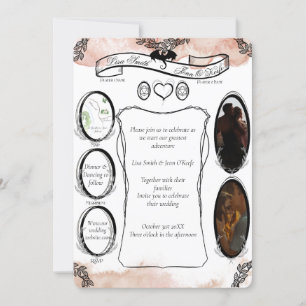 Blush D20 tablet RPG Fantasy Dice Wedding Kaart