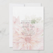 Blush Dahlias Floral Wedding Invitation Kaart (Voorkant)