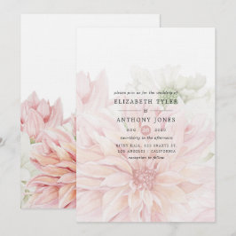Blush Dahlias Floral Wedding Invitation Kaart