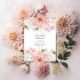 Blush Dahlias Floral Wedding Kaart