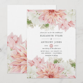Blush Dahlias Floral Wedding Kaart