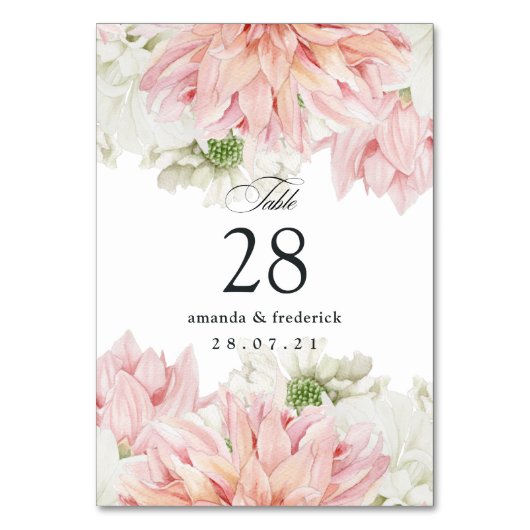 Blush Dahlias Floral Wedding Kaart (Voorkant)