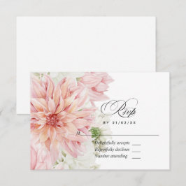 Blush Dahlias Floral Wedding RSVP-kaart RSVP Kaartje