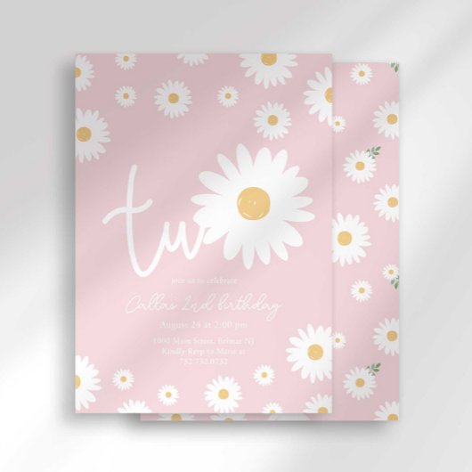 Blush Daisy 2e verjaardag uitnodiging