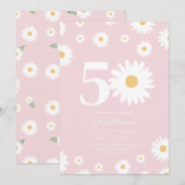 Blush Daisy 50ste verjaardag uitnodiging (Voorkant / Achterkant)