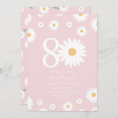 Blush Daisy 80ste verjaardag uitnodiging (Voorkant / Achterkant)