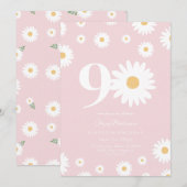 Blush Daisy 90ste verjaardag uitnodiging (Voorkant / Achterkant)