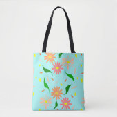 blush daisy aqua tote bag (Voorkant)