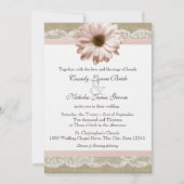 Blush Daisy Country Lace en Burlap Wedding Kaart (Voorkant)