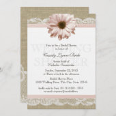 Blush Daisy Country Lace Trouwdouche Kaart (Voorkant / Achterkant)