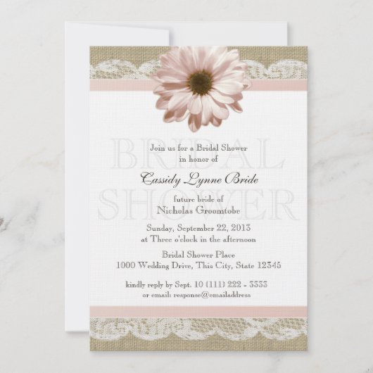 Blush Daisy Country Lace Vrijgezellenfeest Kaart (Voorkant)