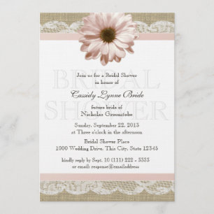 Blush Daisy Country Lace Vrijgezellenfeest Kaart