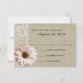 Blush Daisy en Lace Country Burlap Reactie RSVP Kaartje (Voorkant)