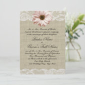 Blush Daisy en Lace Country Burlap Wedding Kaart (Staand voorkant)