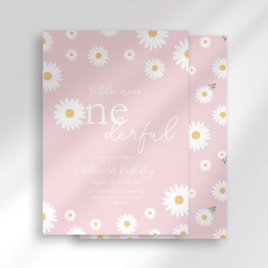 Blush Daisy Little Miss Onederful Uitnodiging