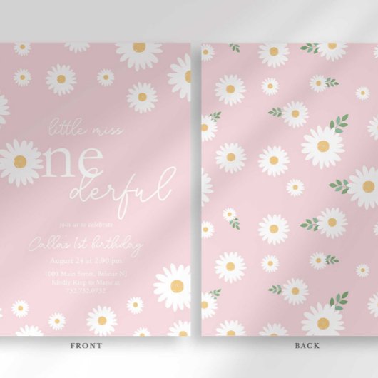 Blush Daisy Little Miss Onederful Uitnodiging