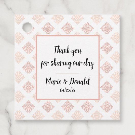  Blush Damask Bedankjes Labels (Voorkant)