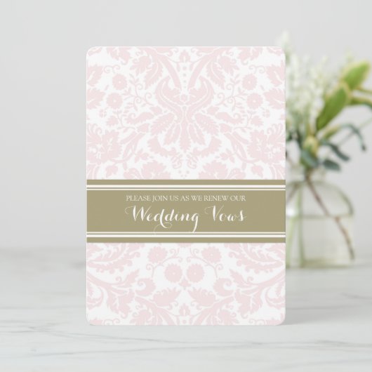 Blush Damask  Gelofte Vernieuwing Uitnodiging (Staand voorkant)