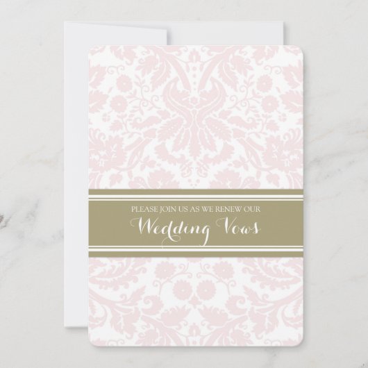 Blush Damask Gelofte Vernieuwing Uitnodiging (Voorkant)