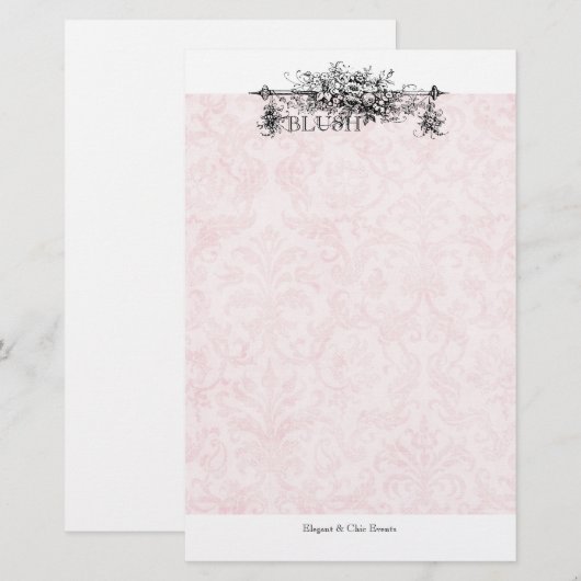 Blush Damask Stationery Packages Briefpapier (Voorkant / Achterkant)