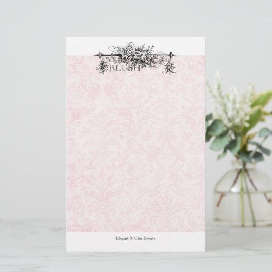 Blush Damask Stationery Packages Briefpapier (Staand voorkant)