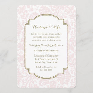 Blush Damask Vintage Vow Renewal Uitnodiging