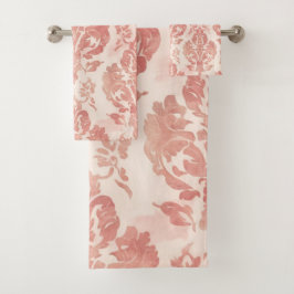 Blush Damask Watercolor Floral Vintage Pattern Bad Handdoek