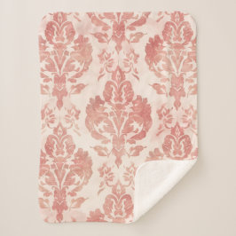 Blush Damask Watercolor Floral Vintage Pattern Sherpa Deken