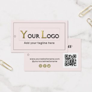 Blush Dank u Logo QR Code Clothing Hang Label Visitekaartje