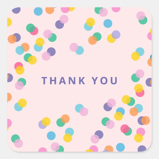 Blush Dank u wel kleurrijke Confetti Polka Dots Vierkante Sticker (Voorkant)
