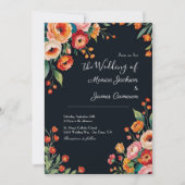 Blush Dark Bourgondië Marsala Blooms bruiloft Kaart (Voorkant)