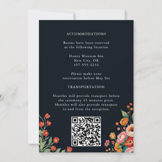 Blush Dark Bourgondië Marsala Blooms bruiloft Kaart (Achterkant)