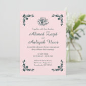 Blush & Dark Gray Subtle Islamic Wedding Kaart (Staand voorkant)