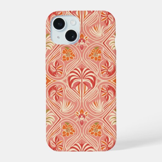 Blush Deco Palm Worpillow iPhone 15 Case (Achterkant)