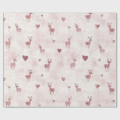 Blush Deer Hearts Kerstmis Cadeaupapier (Vlak)