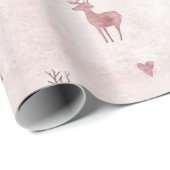 Blush Deer Hearts Kerstmis Cadeaupapier (Rol Hoek)