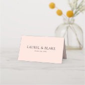 Blush Delicate kalligrafie Namen & trouwdatum Plaatskaartje (Achterkant)