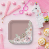 Blush Delicate waterverf bloem palepink Verjaardag Papieren Bordje (Feest)