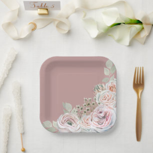 Blush Delicate waterverf bloem palepink Verjaardag Papieren Bordje