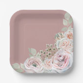 Blush Delicate waterverf bloem palepink Verjaardag Papieren Bordje (Voorkant)